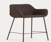 Dining chair with armrests in fabric and metal Oisin