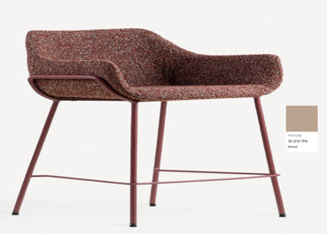 Dining chair with armrests in fabric and metal Oisin
