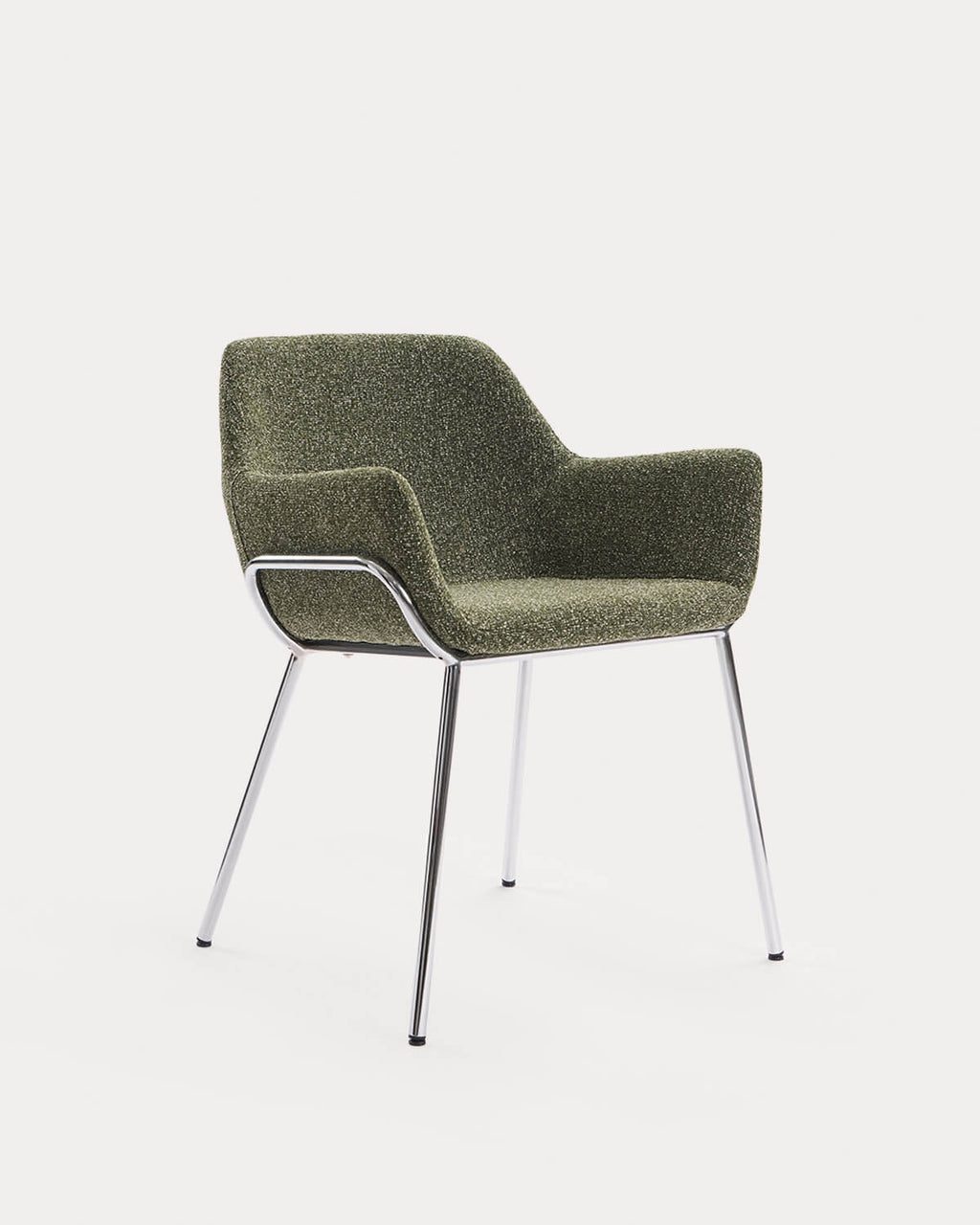 Dining chair with armrests in fabric and metal Oisin