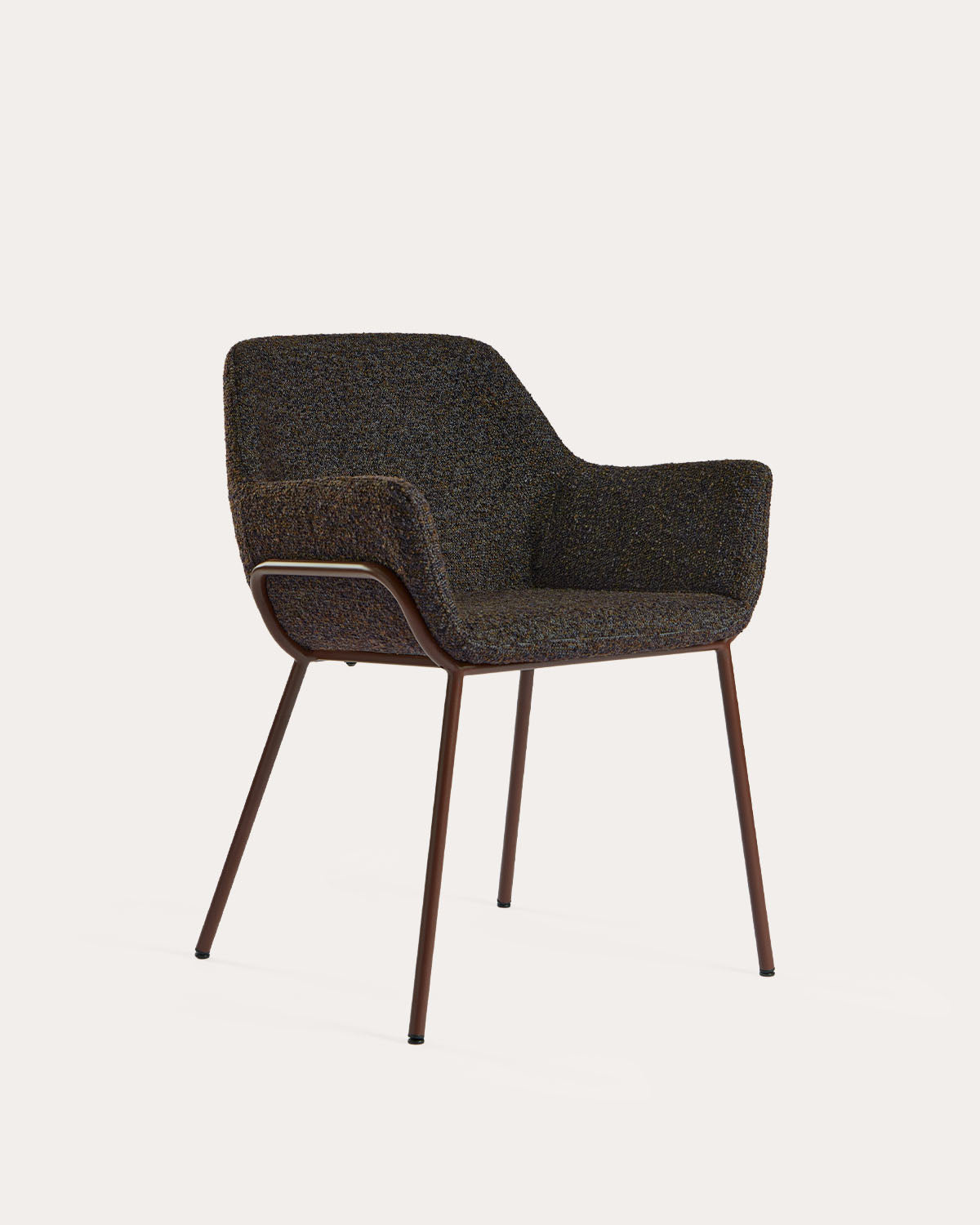 Dining chair with armrests in fabric and metal Oisin