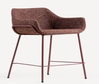 Dining chair with armrests in fabric and metal Oisin