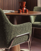 Dining chair with armrests in fabric and metal Oisin