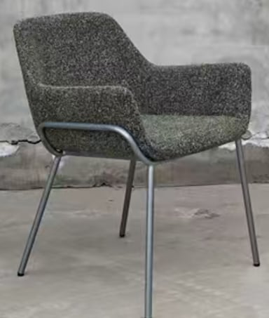 Dining chair with armrests in fabric and metal Oisin