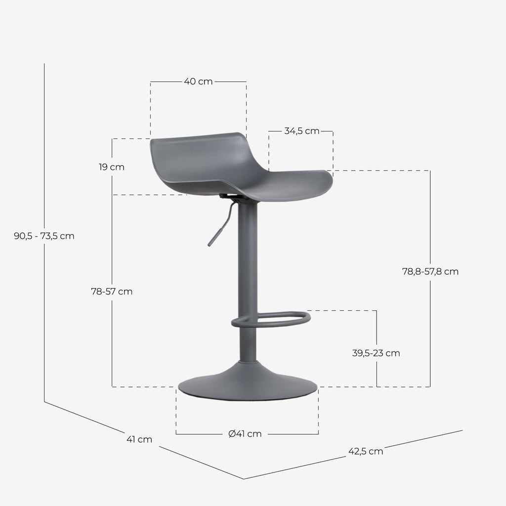 Corea adjustable polyethylene and metal bar stool