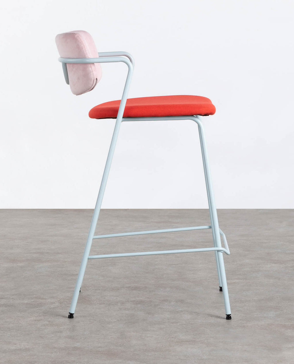 65 cm bar stool in velvet and Irun fabric