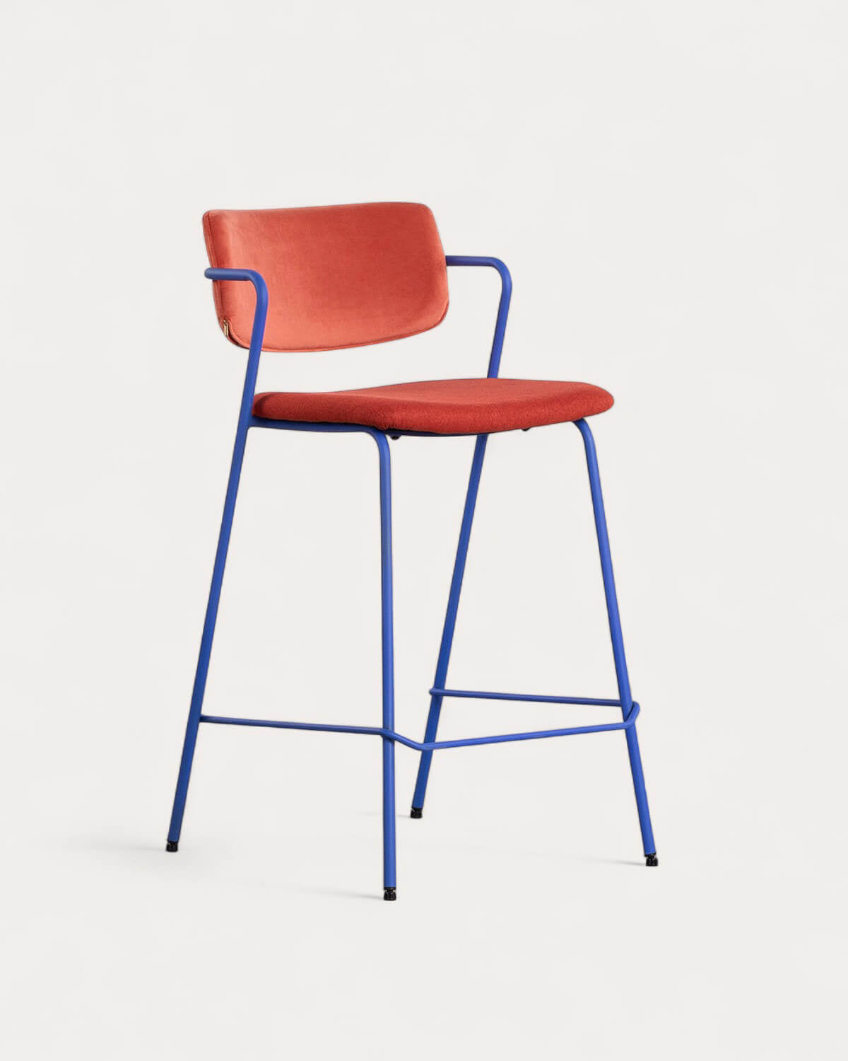 65 cm bar stool in velvet and Irun fabric