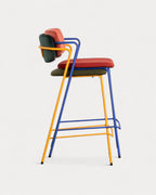 65 cm bar stool in velvet and Irun fabric