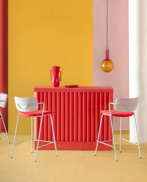 65 cm bar stool in velvet and Irun fabric