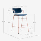 65 cm bar stool in velvet and Irun fabric