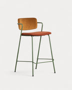 65 cm bar stool in velvet and Irun fabric