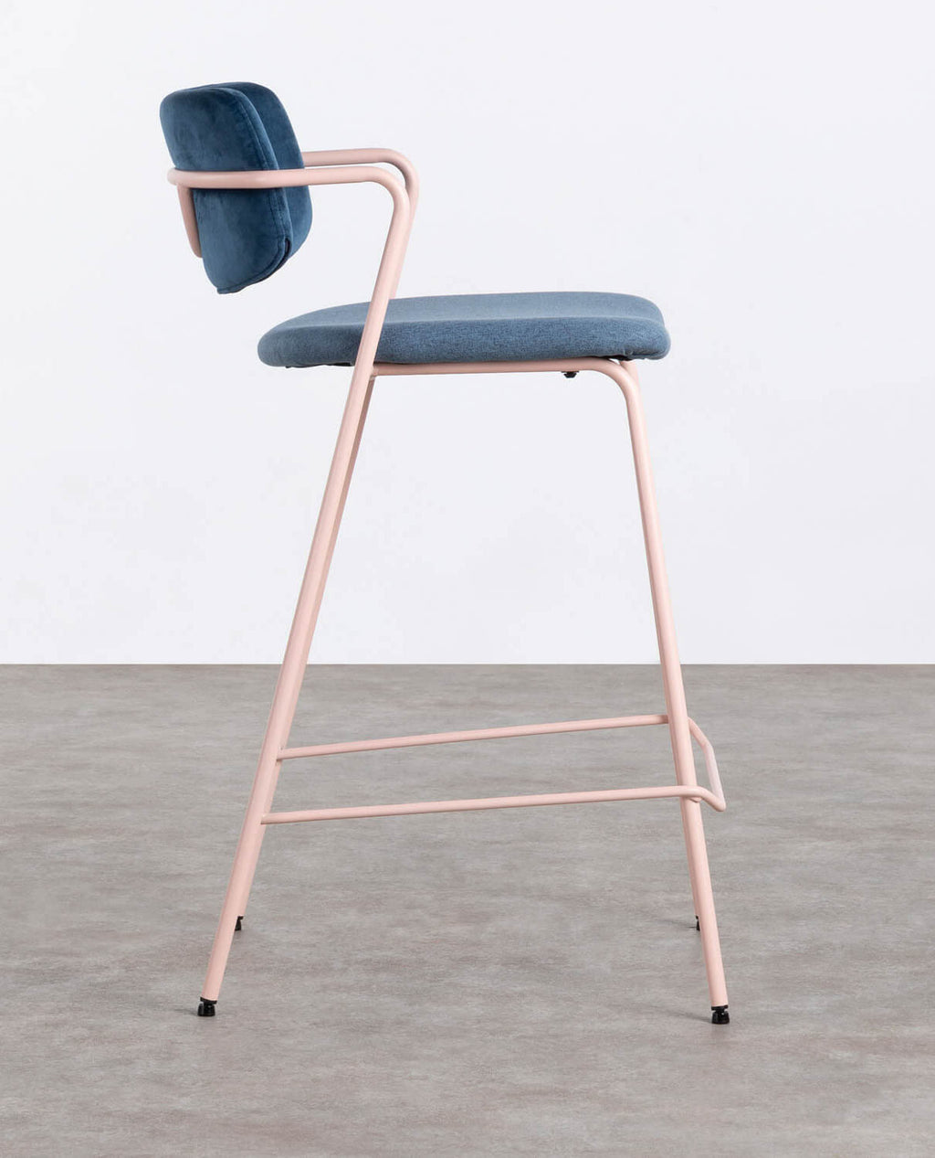 65 cm bar stool in velvet and Irun fabric