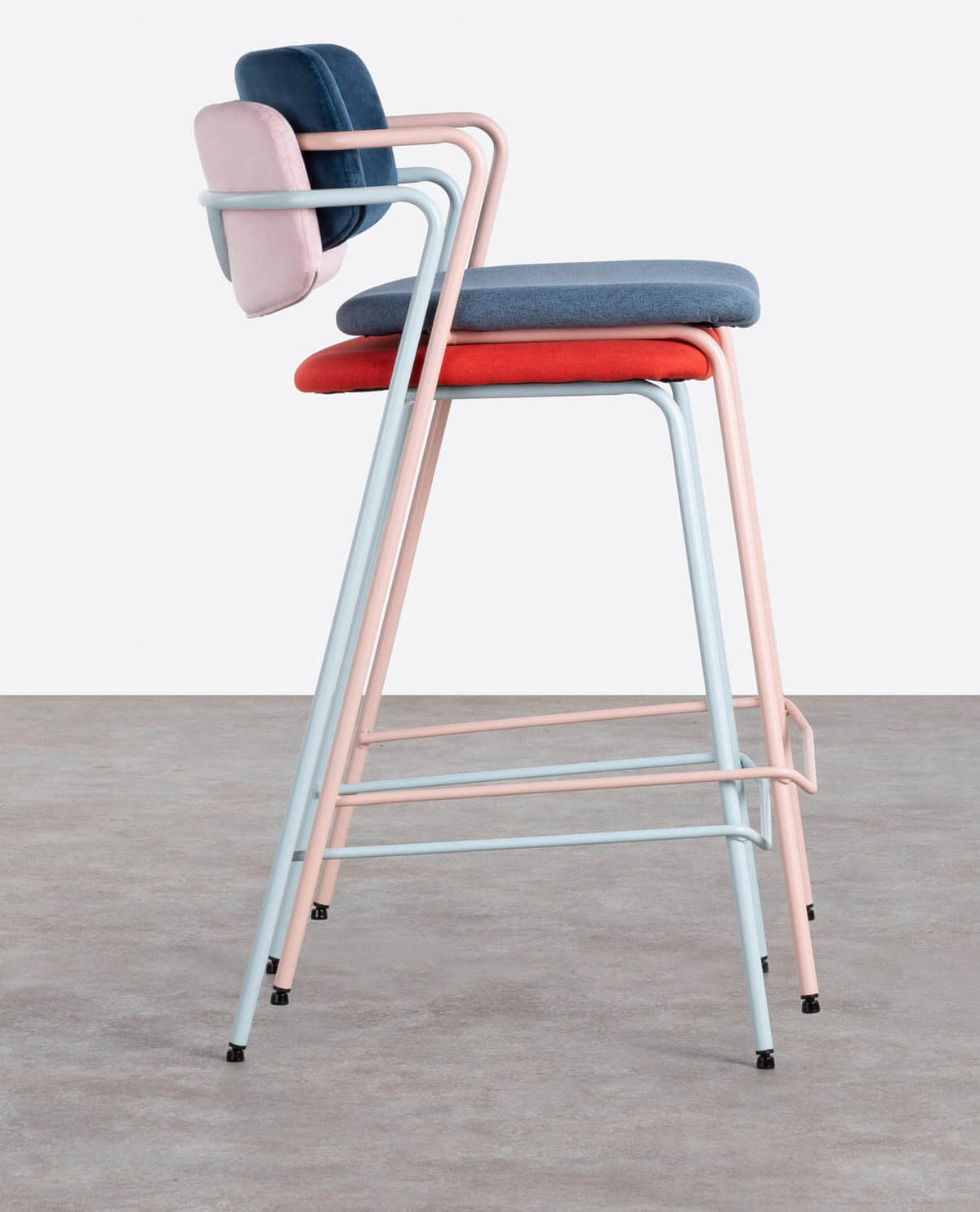 65 cm bar stool in velvet and Irun fabric