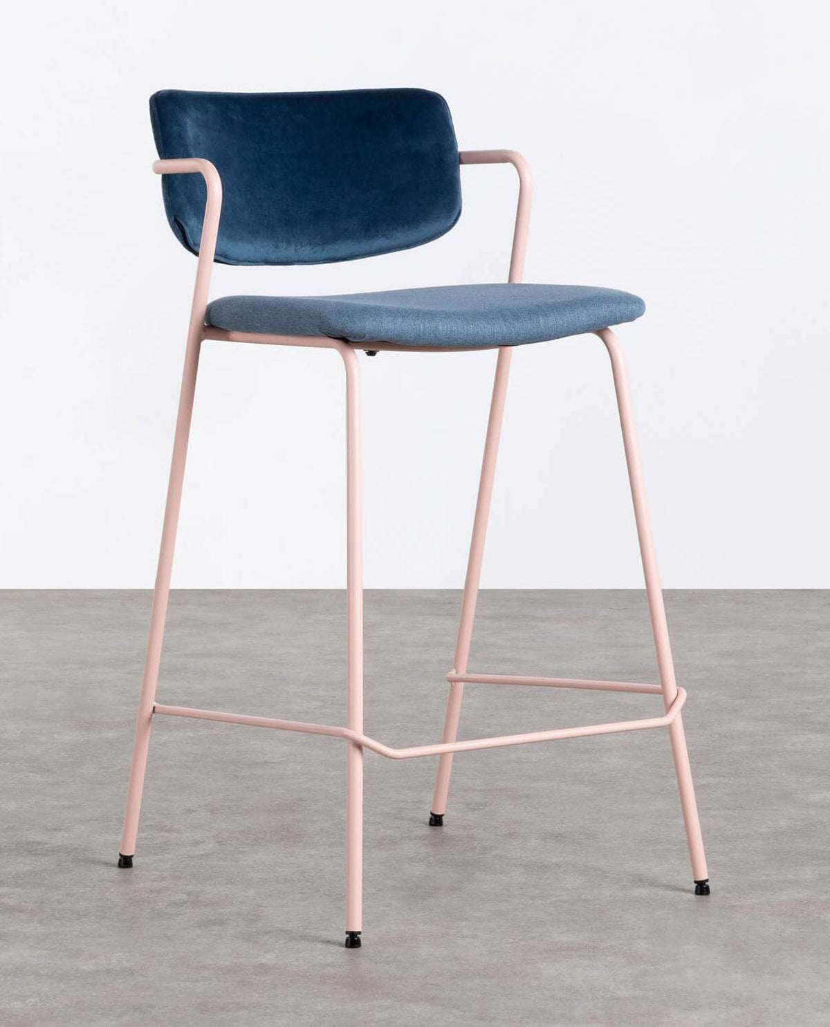 65 cm bar stool in velvet and Irun fabric