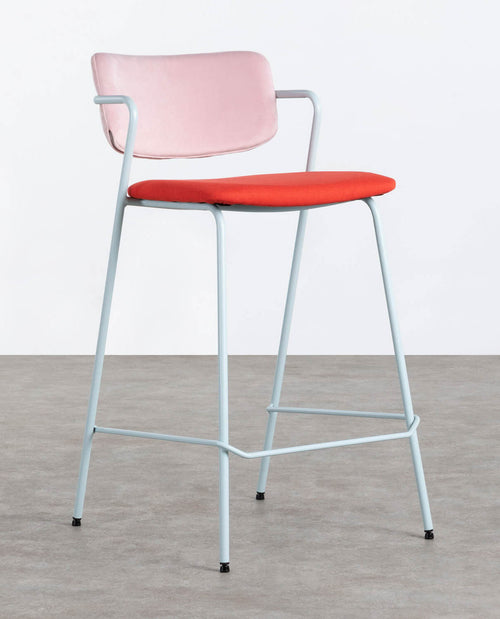 65 cm bar stool in velvet and Irun fabric