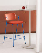65 cm bar stool in velvet and Irun fabric