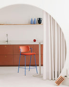 65 cm bar stool in velvet and Irun fabric